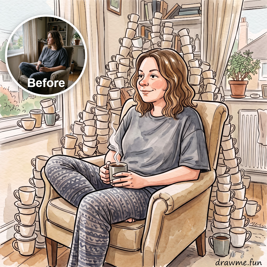 Cosy mug collection caricature